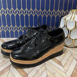🖤Wanted Black Patent Platform Oxfords Size 8 – Chunky Wedged Sole